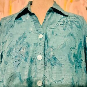 EUC COLDWATER CREEK 1X interior lined teal color with 3/4 sleeves long tunic
